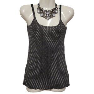 Spaghetti Strap Sleeveless Top Stretchy Polka Dot Casual Top